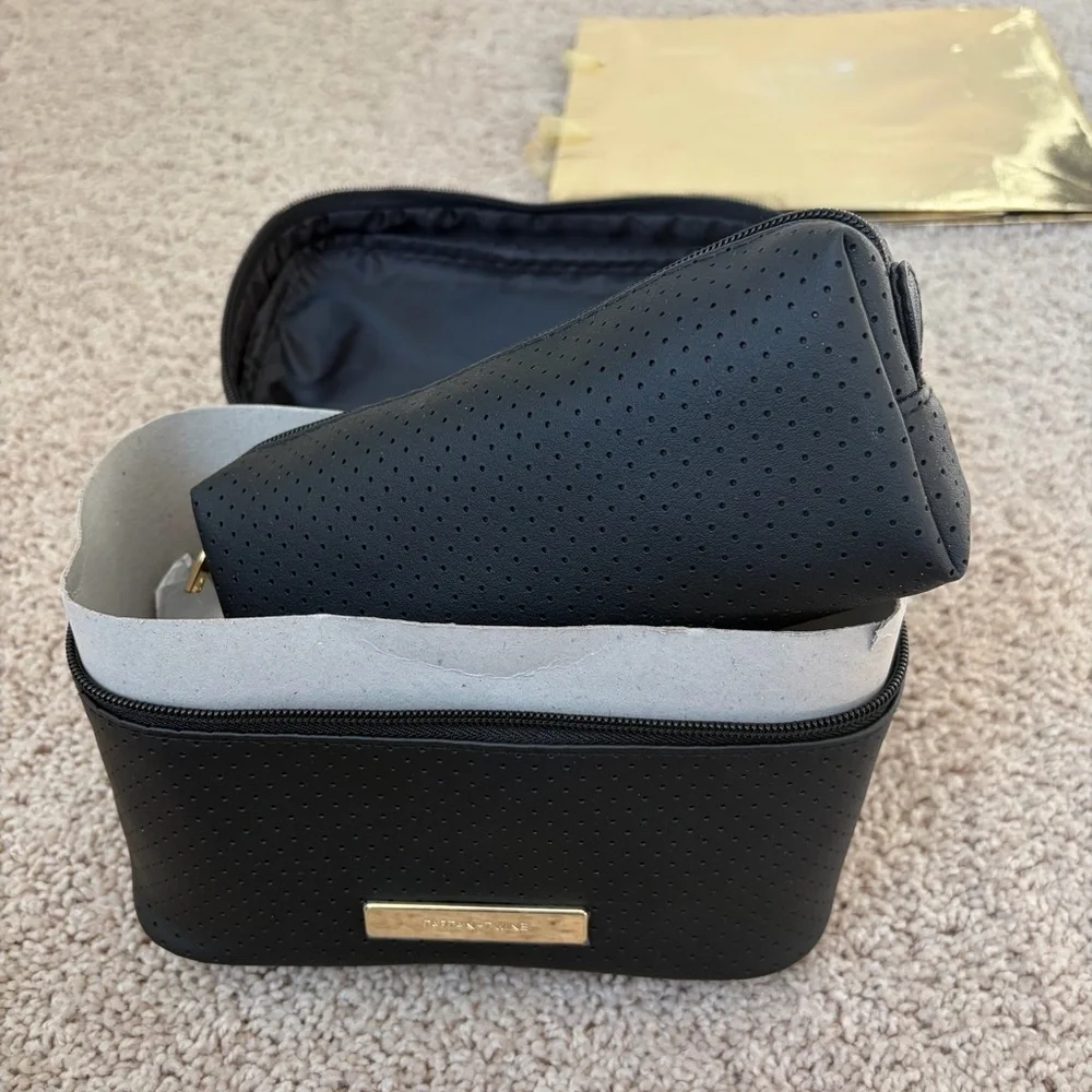 Tartan + Twine Black soft train case Cosmetic Bag two piece set